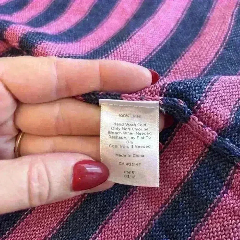 TALBOTS Pink & Blue Stripe Linen Knit Long Sleeve Open Cardigan Sweater Size 1Xp - Image 11