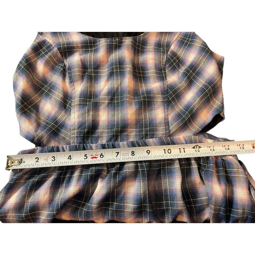Hot Topic Plaid Pink Blue Gray Sleeveless Side Cut Out Skater Dress M - Image 9
