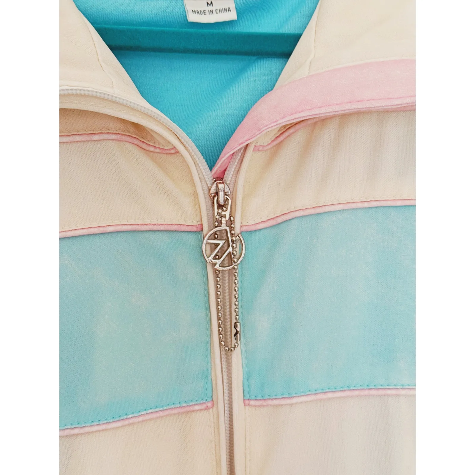 Zeroxposure 90s Retro Full Zip Jacket Medium Pastel Sporty Athletic Vintage 80s - Image 5