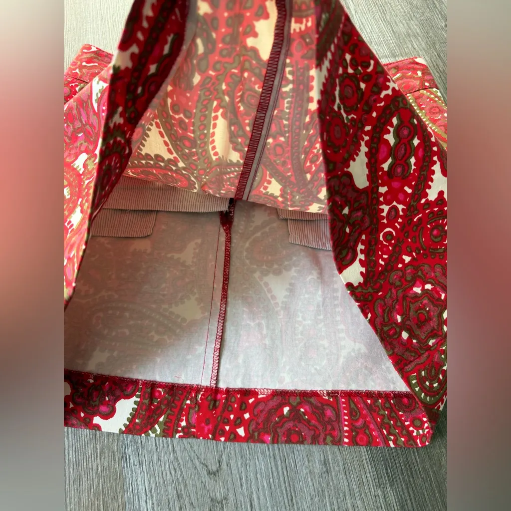 J. Crew Floral Paisley Mini Skirt Cotton Pink Green White Red Hippie Boho Size 2 - Image 6