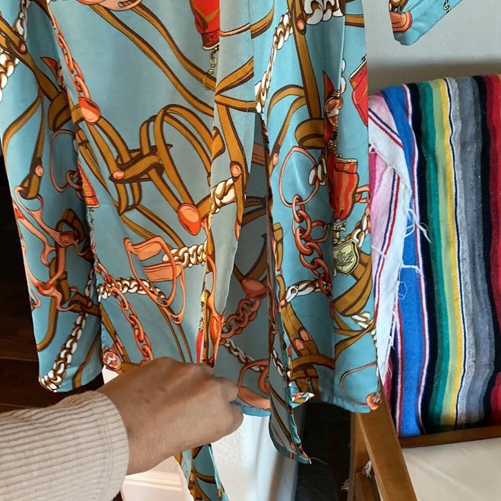 AX PARIS Shirt dress retro side slit has loops for a belt lightweight chic - Image 7