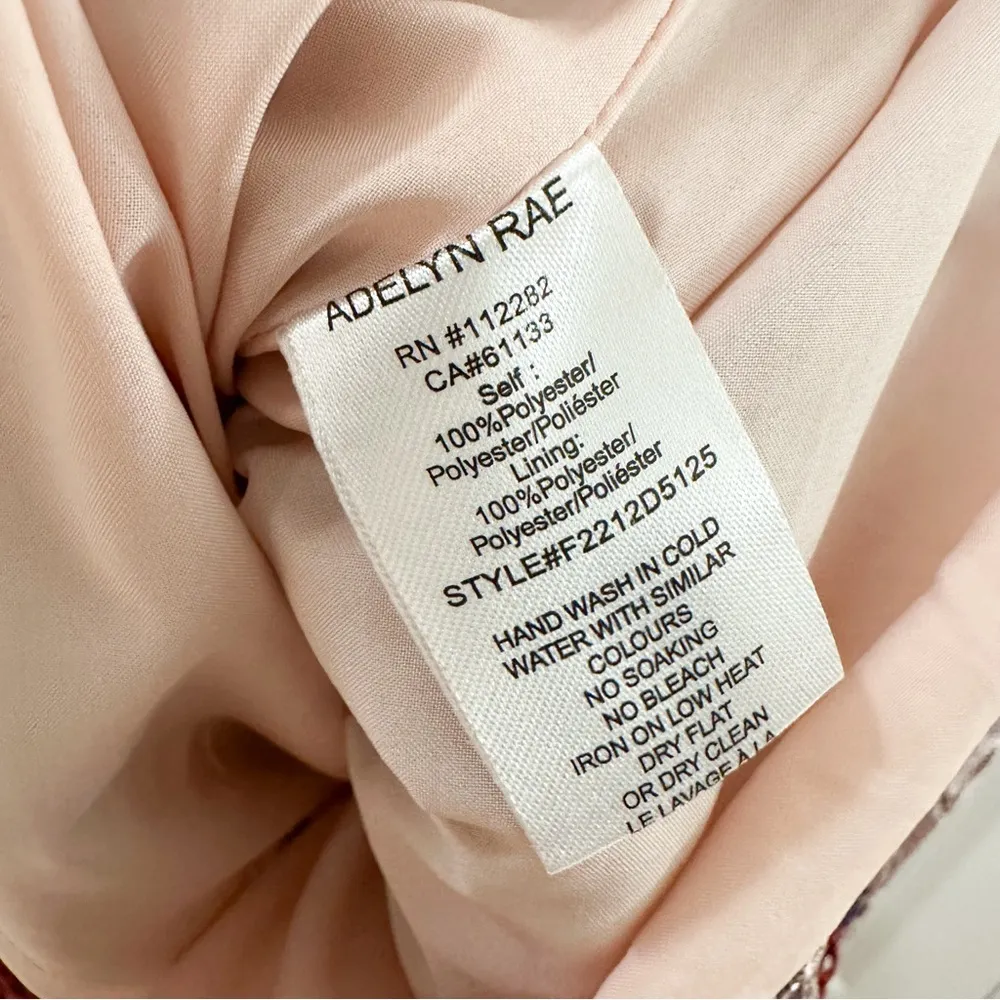 Adelyn Rae Adeline Palm Lace Midi Dress Cap Sleeve Blue Red Tan sz Small - Image 13