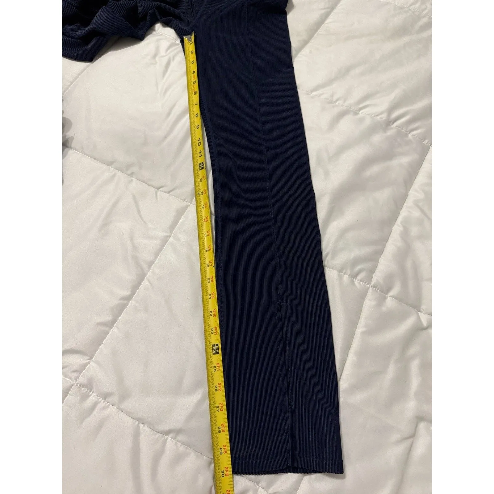 Beach Riot Amalfi Pant Stretchy Ribbed In Marine Colorblock Navy Blue Size Small - Image 8