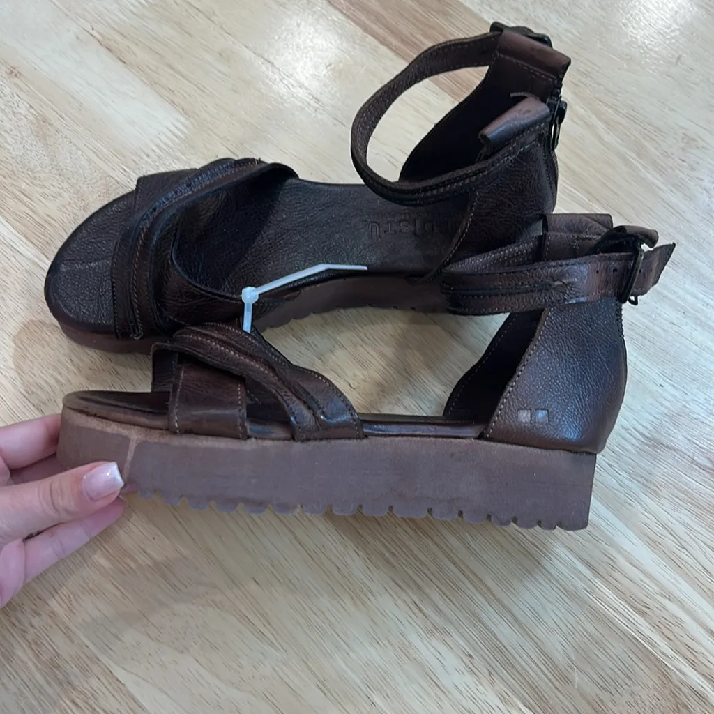 Bed Stu Carroll Sandals Extra Light‎ Platform Leather Teak Dip Dye Size 7 - Image 4
