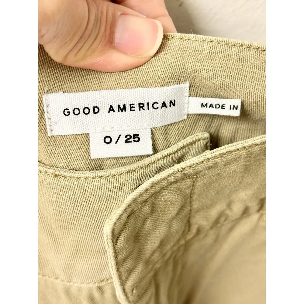 NWT Good American High Waisted Wide-Leg Skate Trouser Pants Postal Khaki 0 / 25 - Image 5