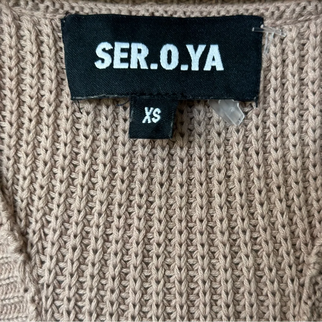 SER.O.YA Yonita dress Cotton knit racerback tan mini tank dress Size XS - Image 4