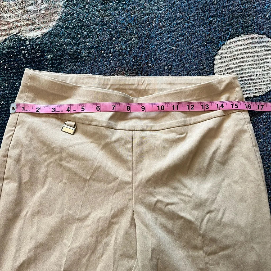 Alfani Cream Tan Straight Leg Chino Pants Stretch Khakis Size 6 Dress Formal Y2K - Image 11