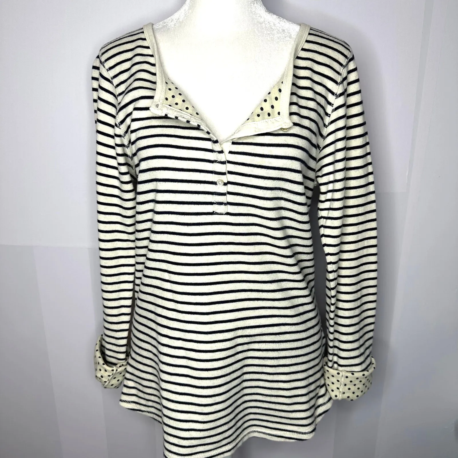 Scotch & Soda Maison Scotch Navy Blue Striped Cotton Crew Pullover Sweater 2 Med - Image 5