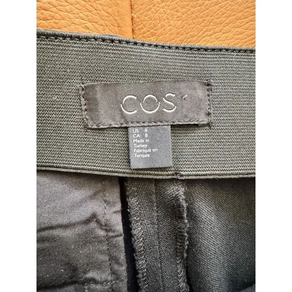 COS Black Twill High Waist Taper Leg Zipper Hem Cropped Trouser Dress Pants Sz 8 - Image 7