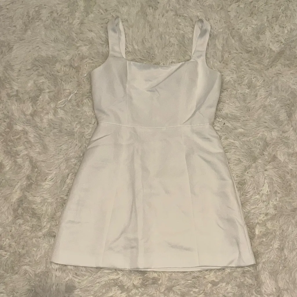 NEW ELLIATT Amelie Square Neck Duchesse Ivory Satin Cocktail Minidress Sz L - Image 4