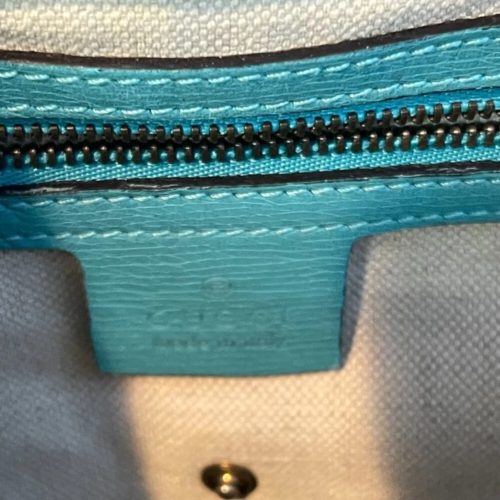 Gucci Calfskin Medium Bright Bit Top Handle/Shoulder Tote, Turquoise - Preowned - Image 14