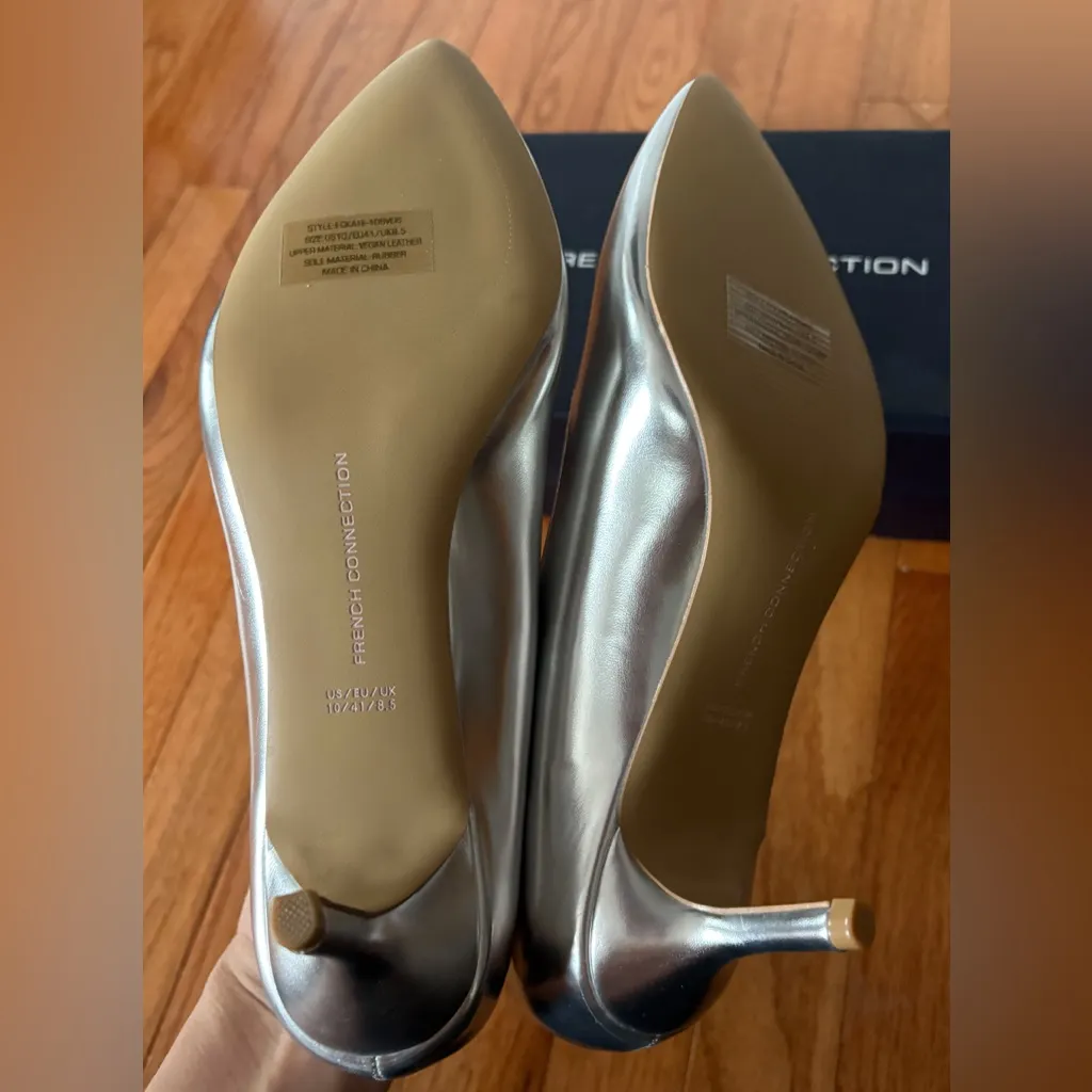 French Connection Metallic Silver Heels Size 10 New In Box - Image 6