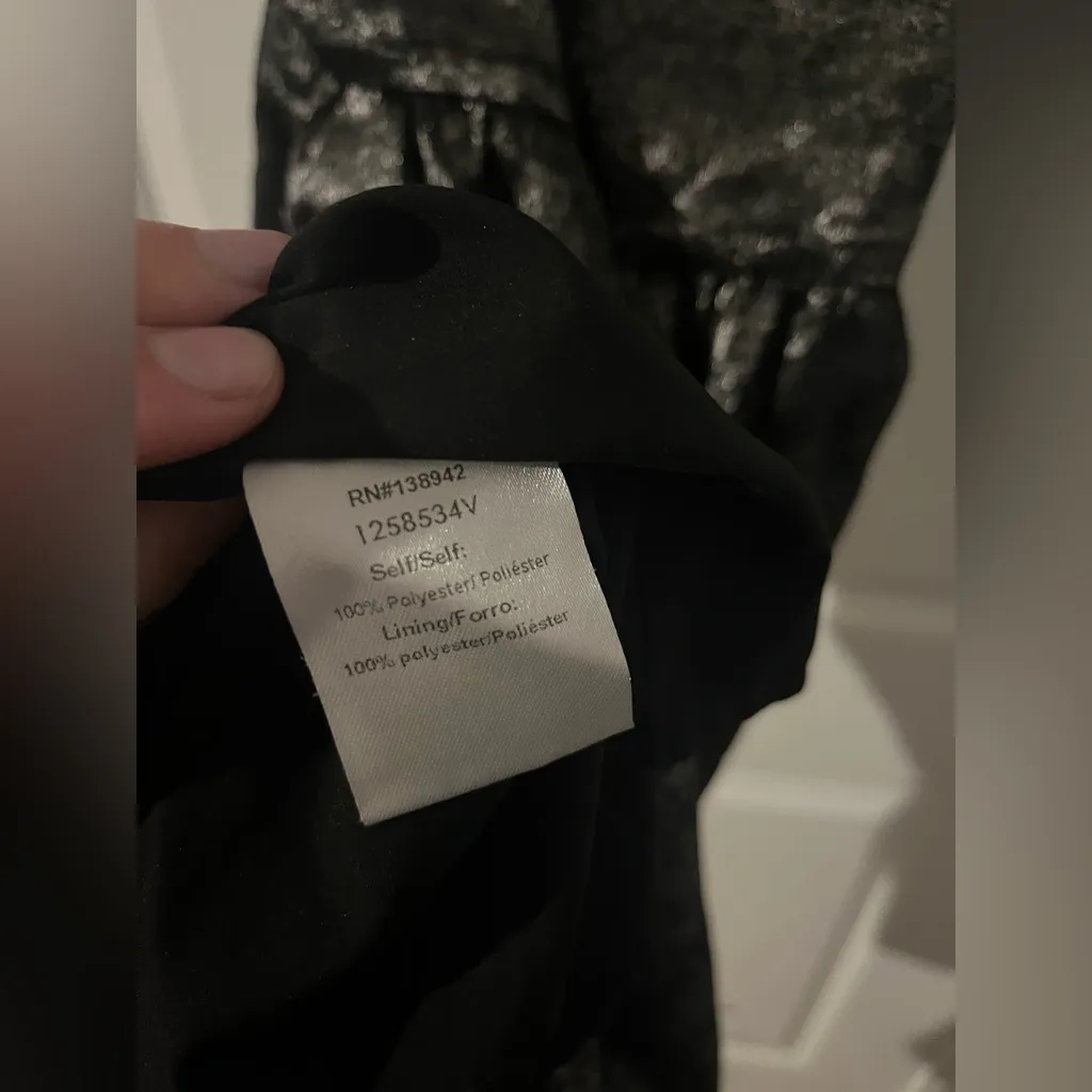 OnTwelfth Black Metallic Babydoll Midi Lined Dress Whimsigoth Icon Shimmer Sz M Size M - Image 15