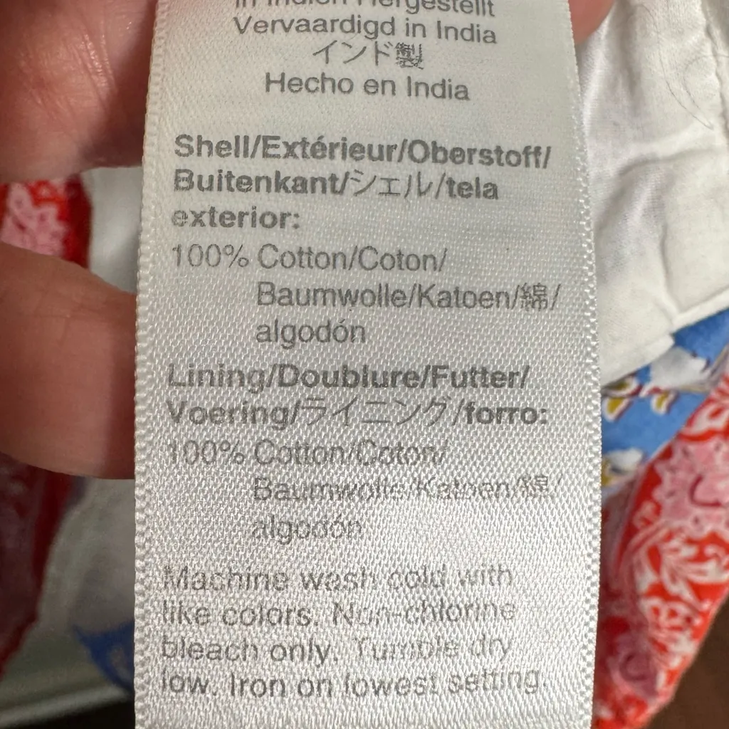 J. Crew Boho Midi V-Neck Floral Cover-Up Dress Block Print Oversize Size Small - Image 11