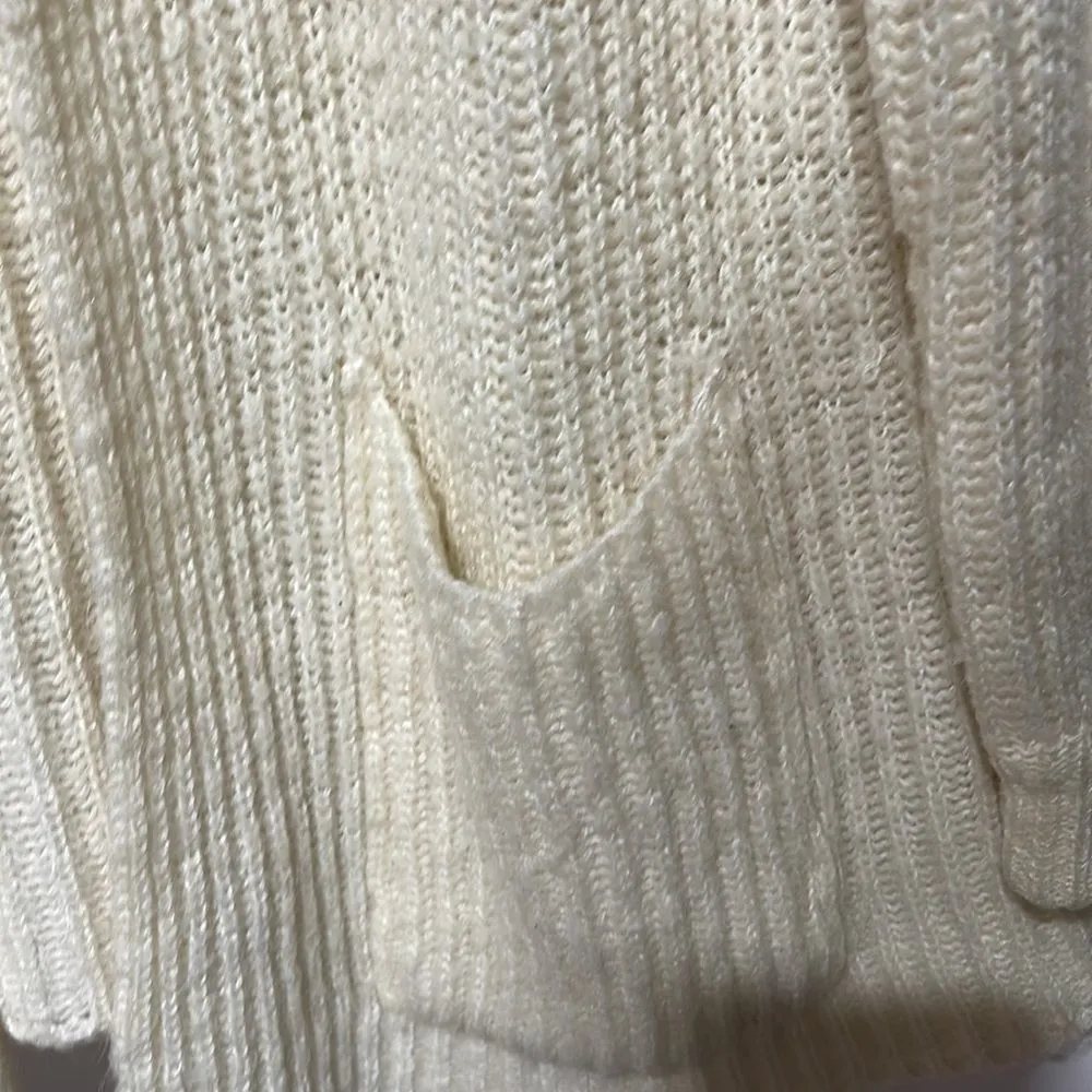 Vintage Cream Cardigan Large One Button Closure - Image 7