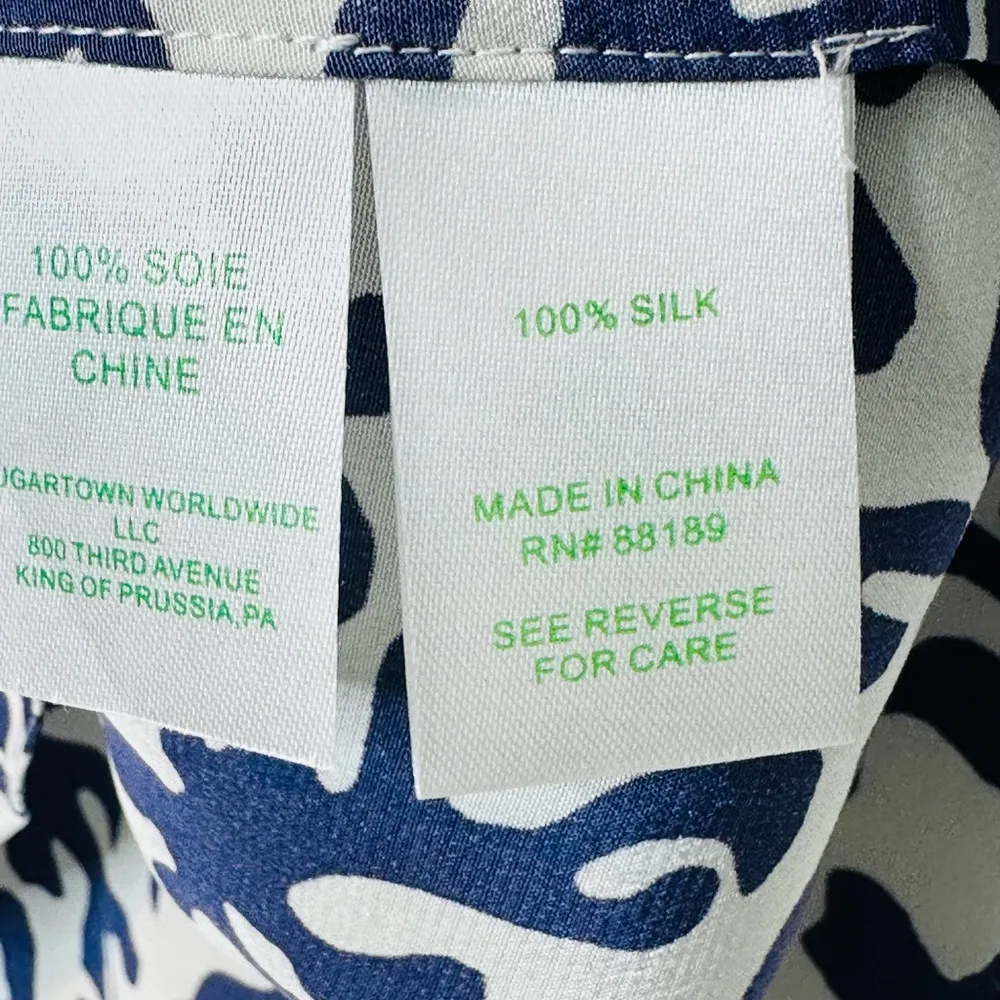 Lilly Pulitzer Silk Dusk Bright Navy Blue Treasure Print Tank Top Cami XS NWT - Image 10