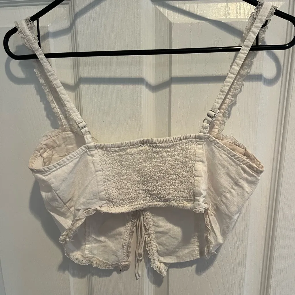 Bershka Cream Ruched Crop Top - Image 2