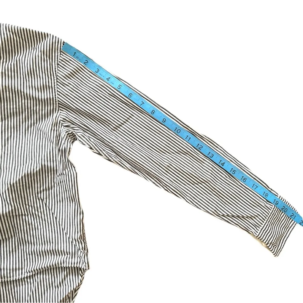 Rag & Bone Women Striped Cotton High Low Open Shirt Blouse Black White Size XXS - Image 6