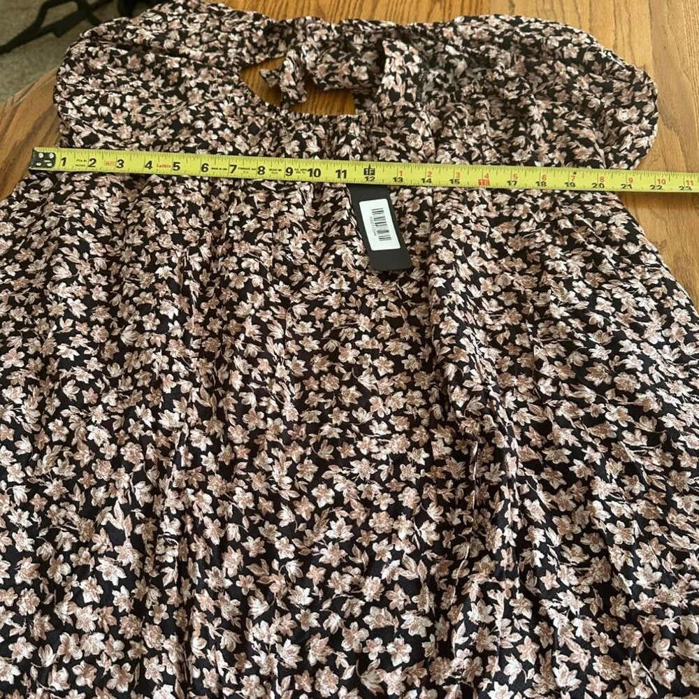 VICI Small Black & Pink Floral Dress With Open Tie Back NWT Oversized Relaxed - Image 11