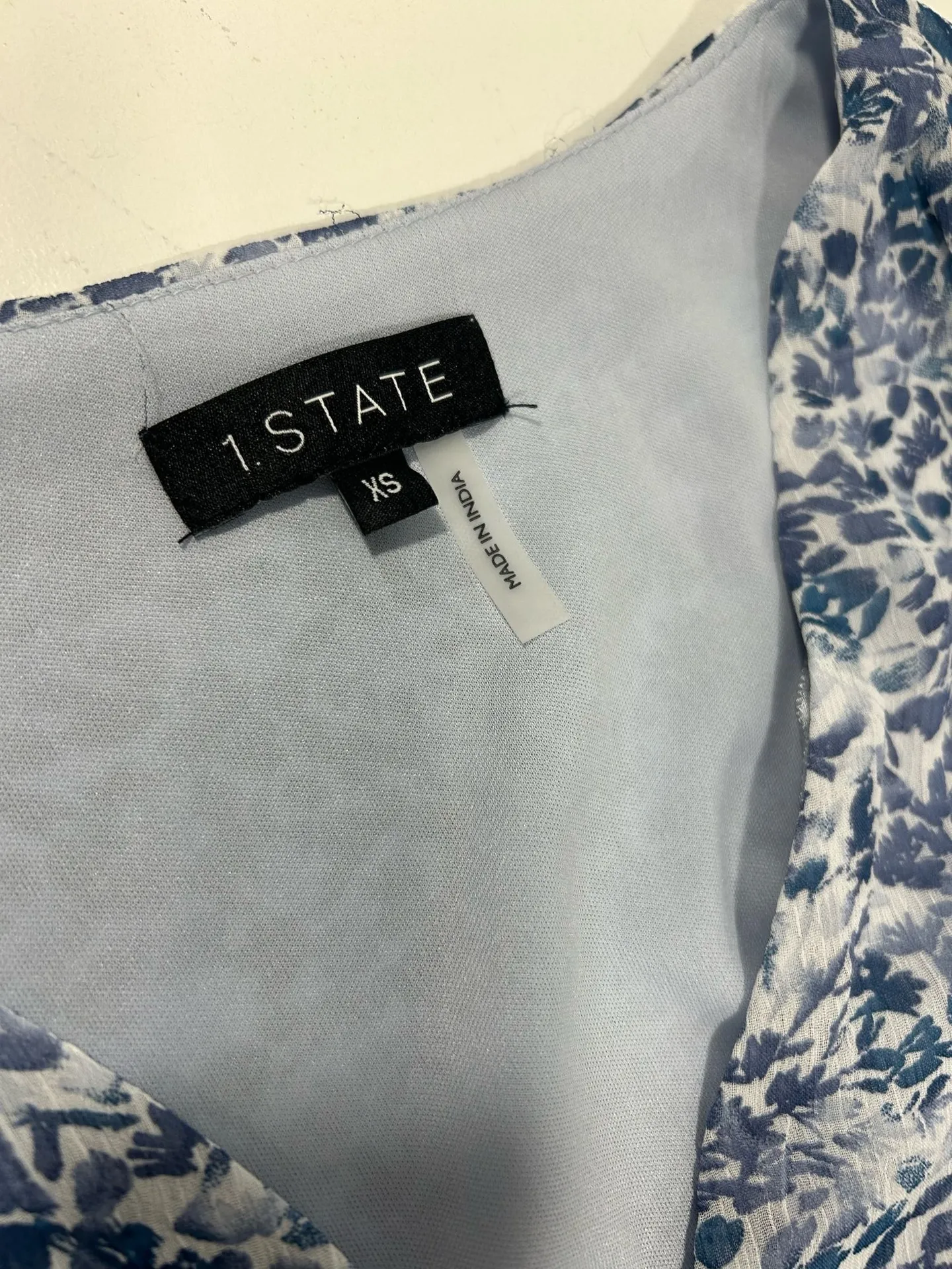 1.STATE Blue White Floral Tiered Ruffle Dress XS Sleeveless NWT - Image 4