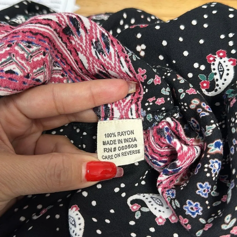 Romantic Gypsy Womens Dress/Tunic/Top Paisley Long Sleeves Keyhole Neck Sz3X Black Size 3X - Image 12