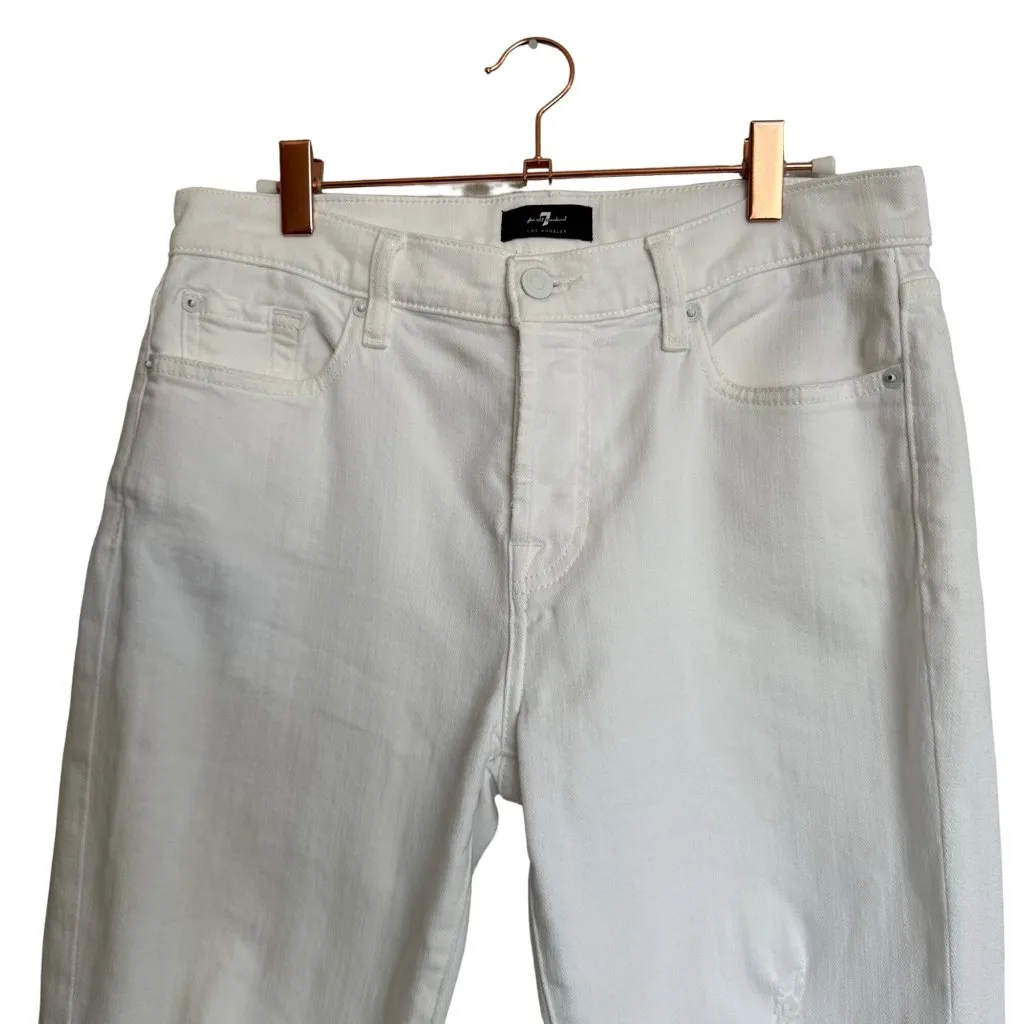 7 for All Mankind Josefina Boyfriend Jean Size 28 Broken Twill White New - Image 3