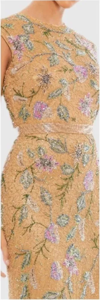 Mac Duggal 5229 Womens FLORAL BEADED CAP SLEEVE EVENING GOWN - Image 2