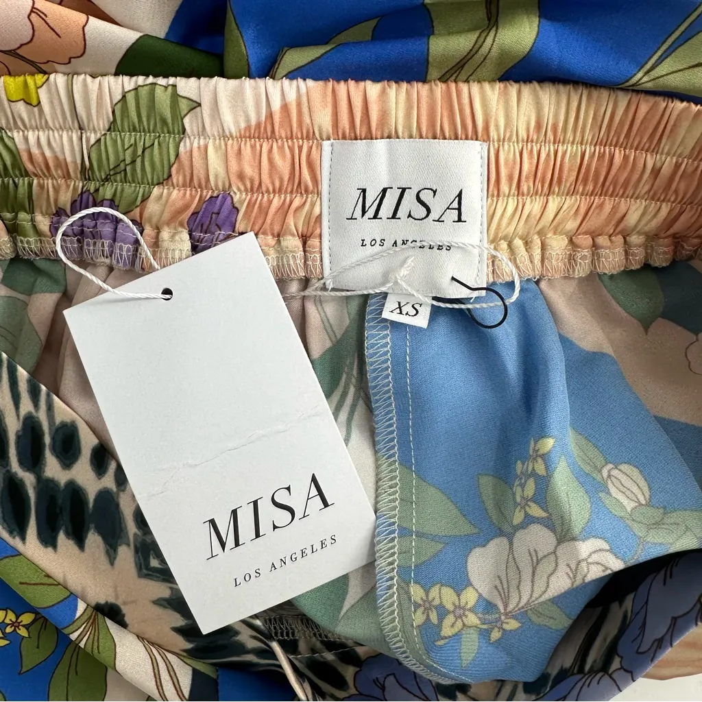 Misa Los Angeles Selena Pants in Lucid Dream Satin Wide Leg Floral Print size XS - Image 9