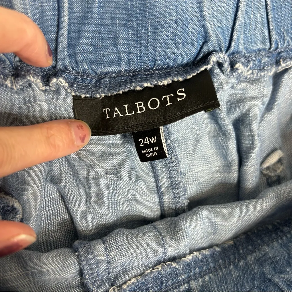 Talbots Comfort Pants Blue 100% Tencel Lyocell Lounge Roll Up Bottom Hem 24W - Image 6