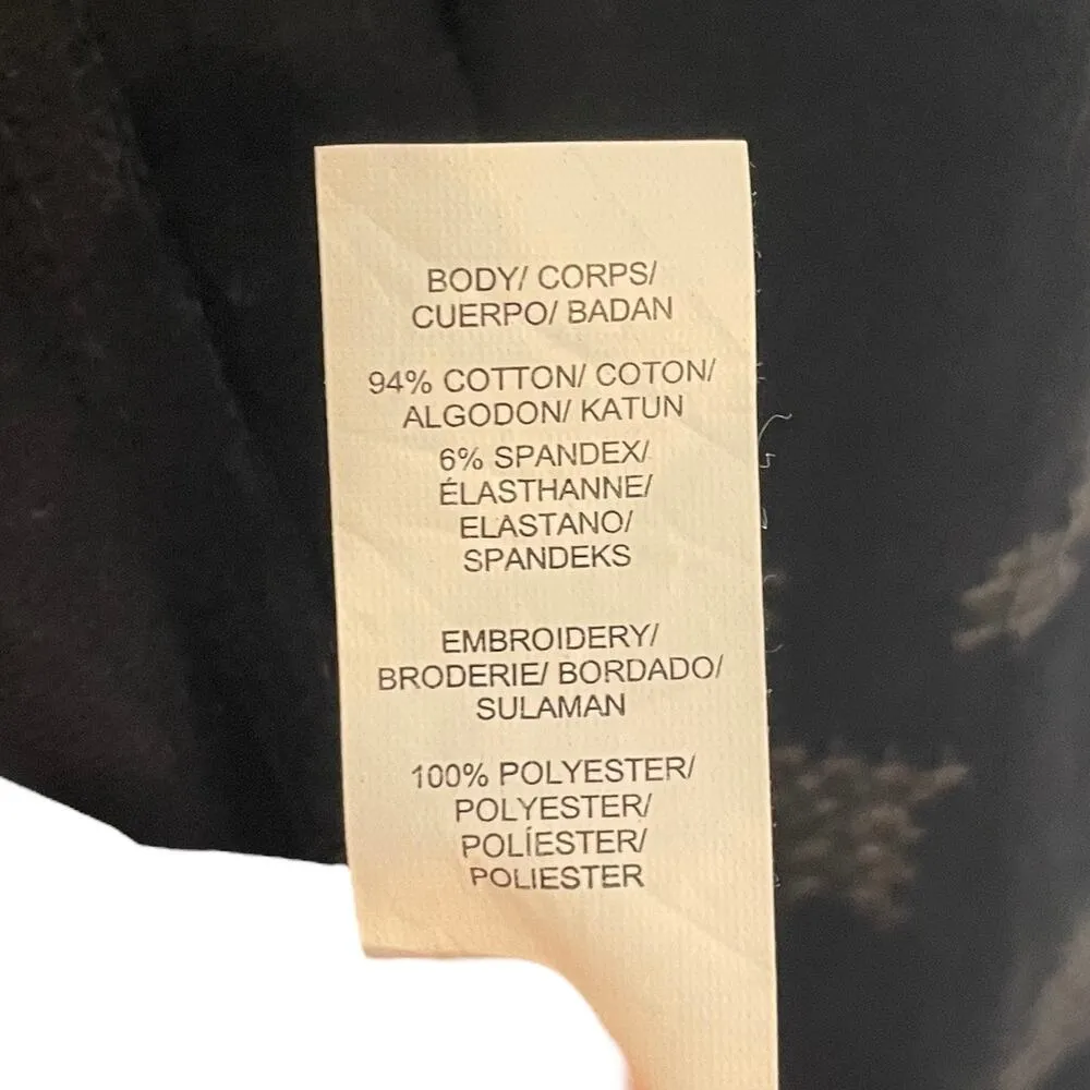 Lucky Lotus Lucky Brand Black Open Front Cardigan Sweatshirt Embroidered Small - Image 9