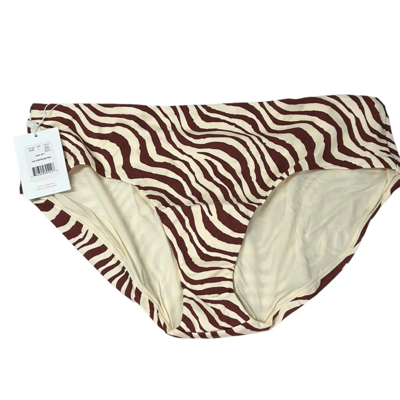 Andie Swim The Hipster Bias Truffle Stripe Bikini Bottom NWT Size Large Brown - Image 3