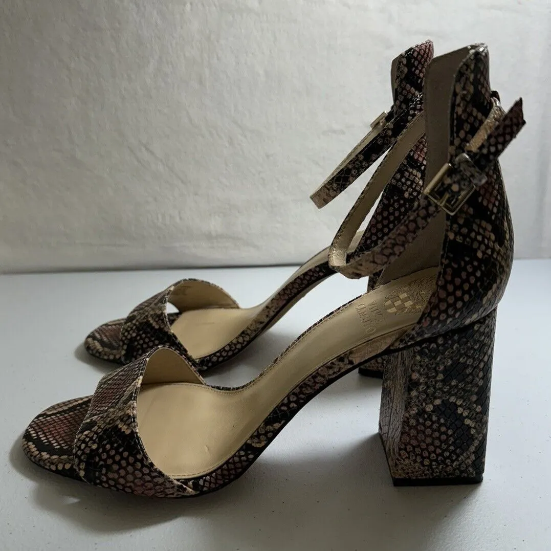 Vince Camuto Winderly Ankle Strap Sandals‎ 10M Snakeskin Heels - Image 2