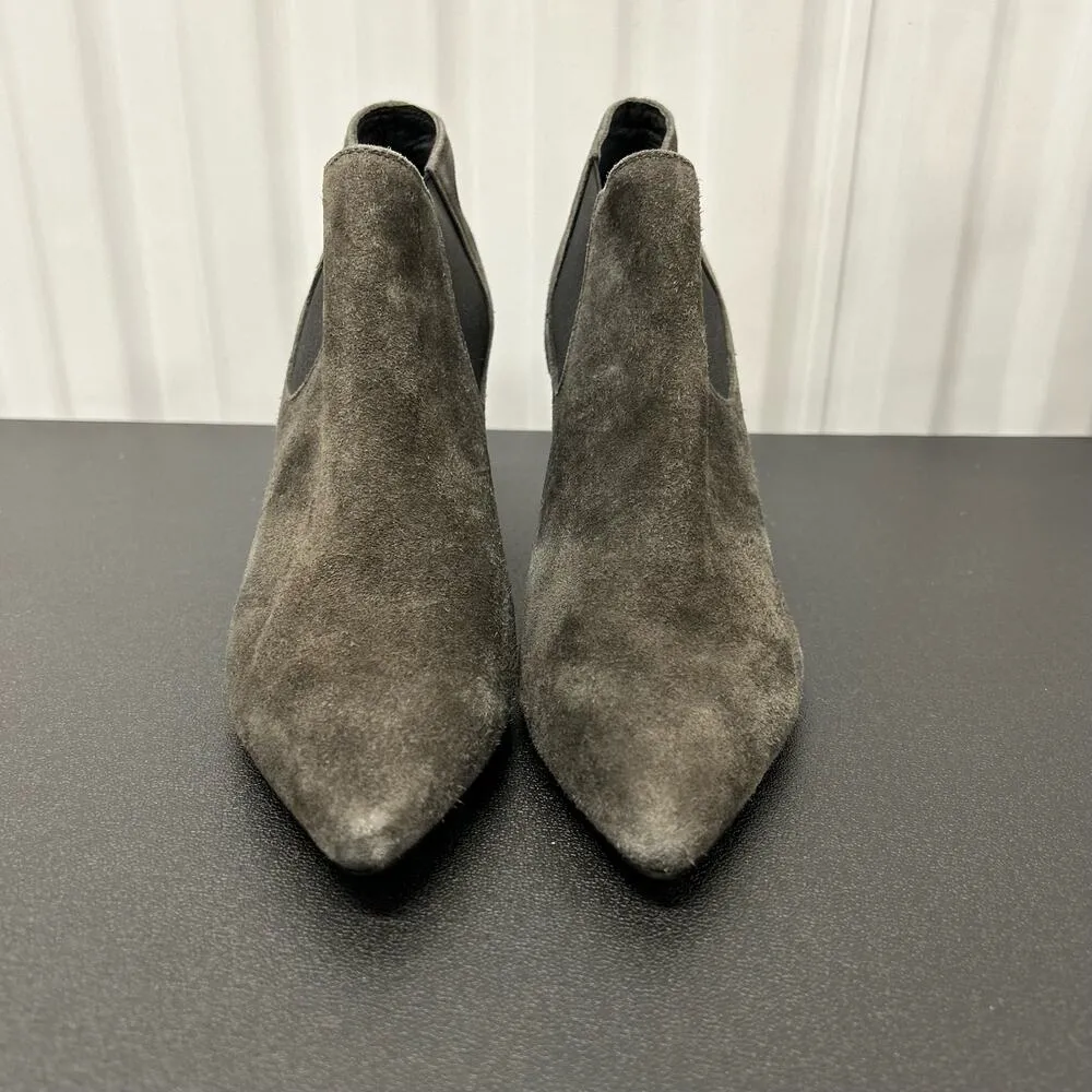 Lola Cruz Suede Leather Pointed Toe Heeled Ankle Booties EU 40 US 9 Gray - Image 2