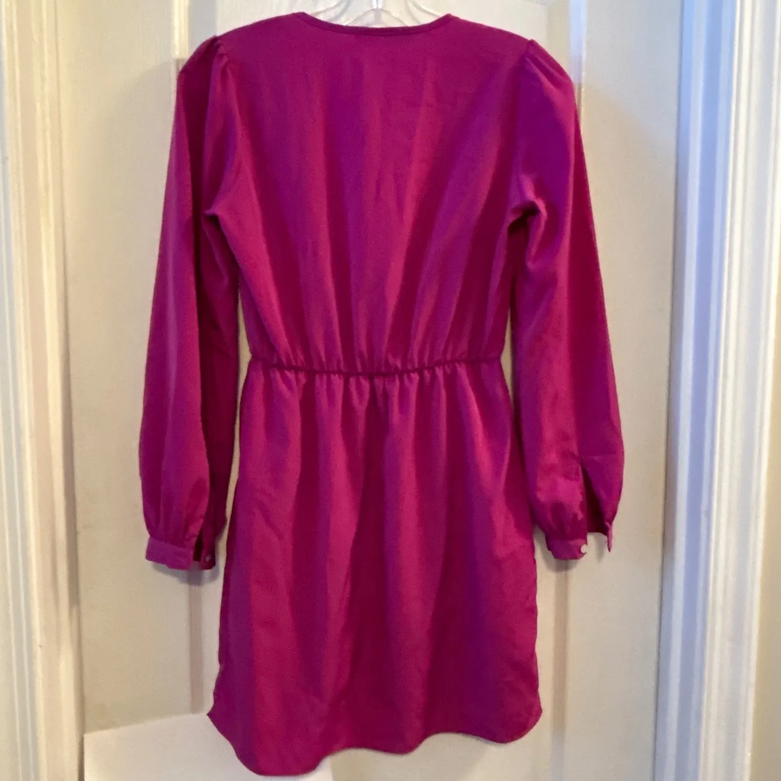 Honey Punch Womens X Small Pink Long Sleeve Surplice V Neck Ruched Waist Dress - Image 2