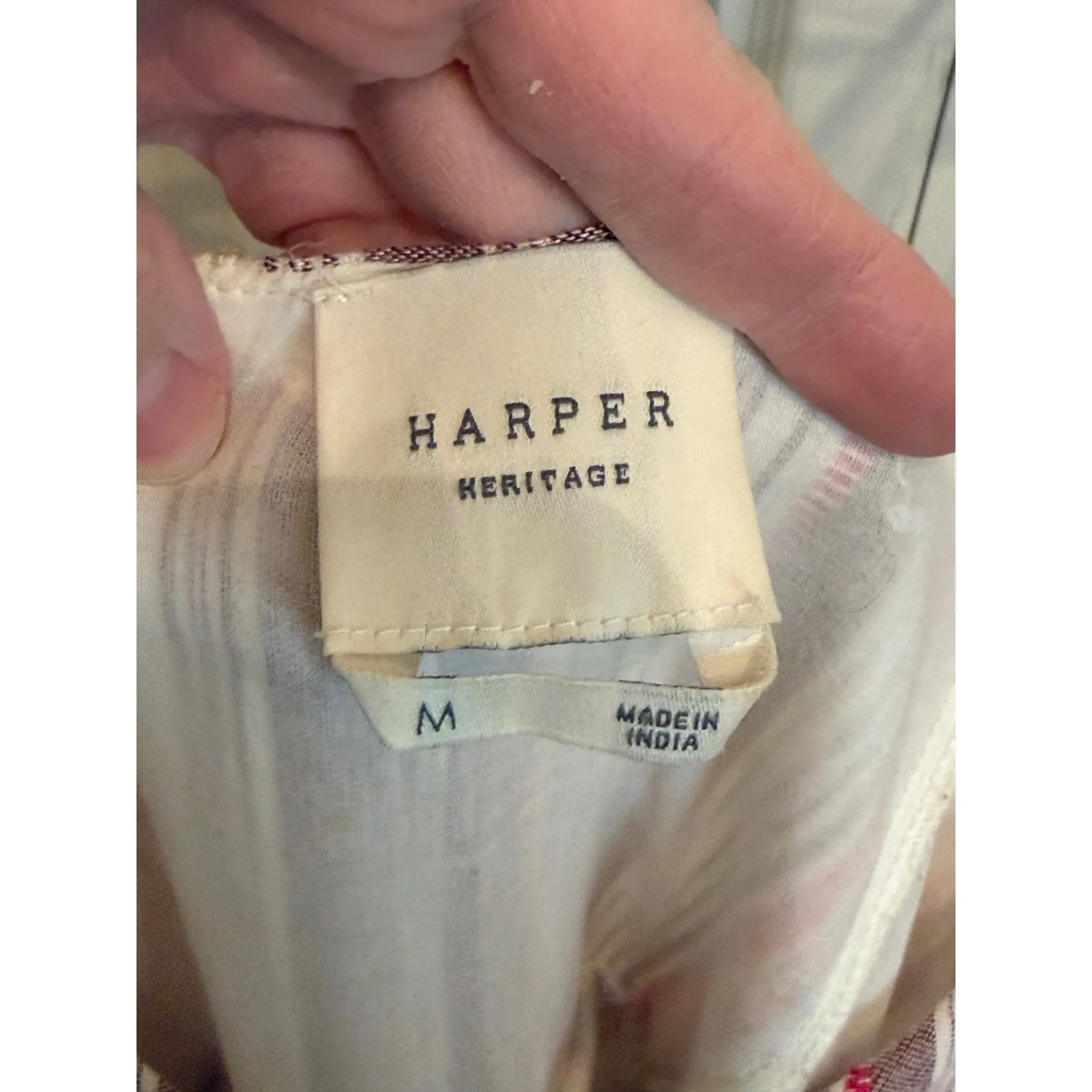 Harper Heritage Striped Maxi Dress Button Front Spaghetti Strap Boho Womens M - Image 6