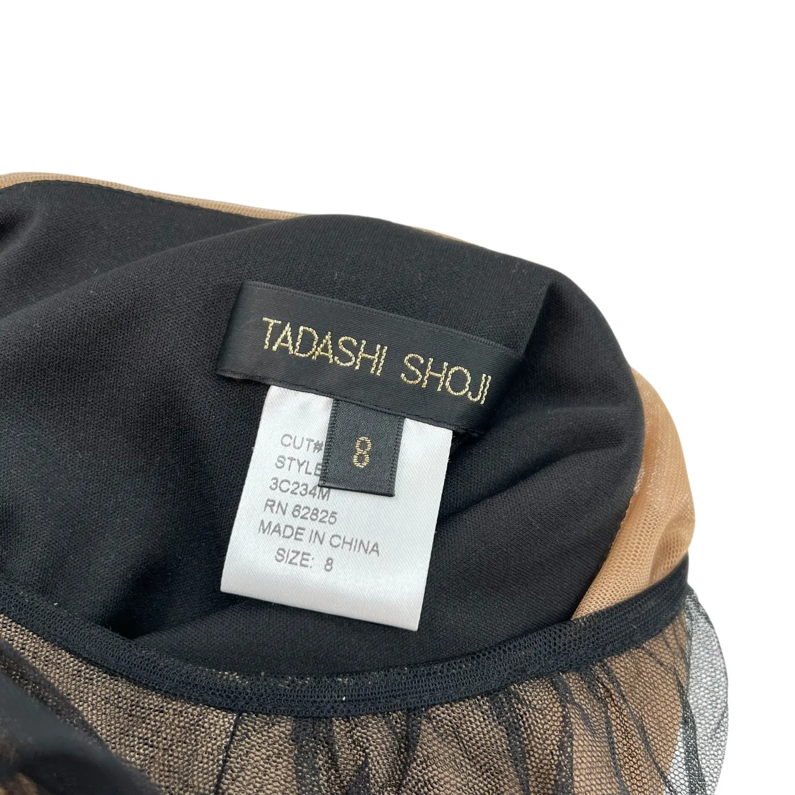 Tadashi Shoji Ruched‎ Bodycon Mesh Floral Underlay Dress Black Size US 8 - Image 12