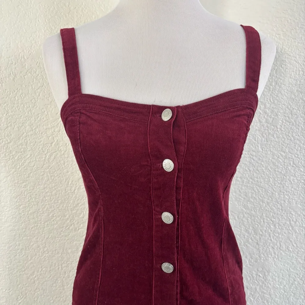 PacSun Red Buttoned Mini Corduroy dress - Image 4