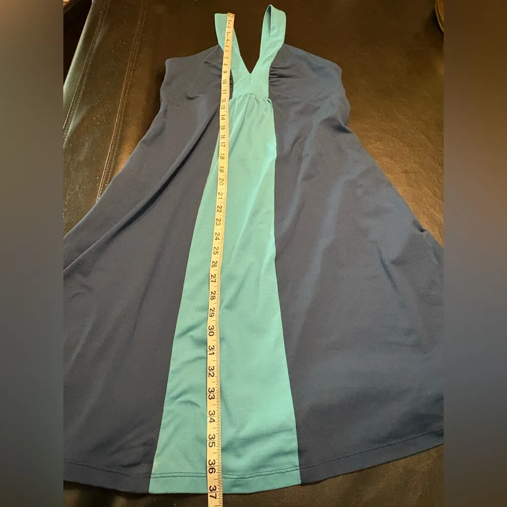 Patagonia Navy and Turquoise Midi Dress - Image 11