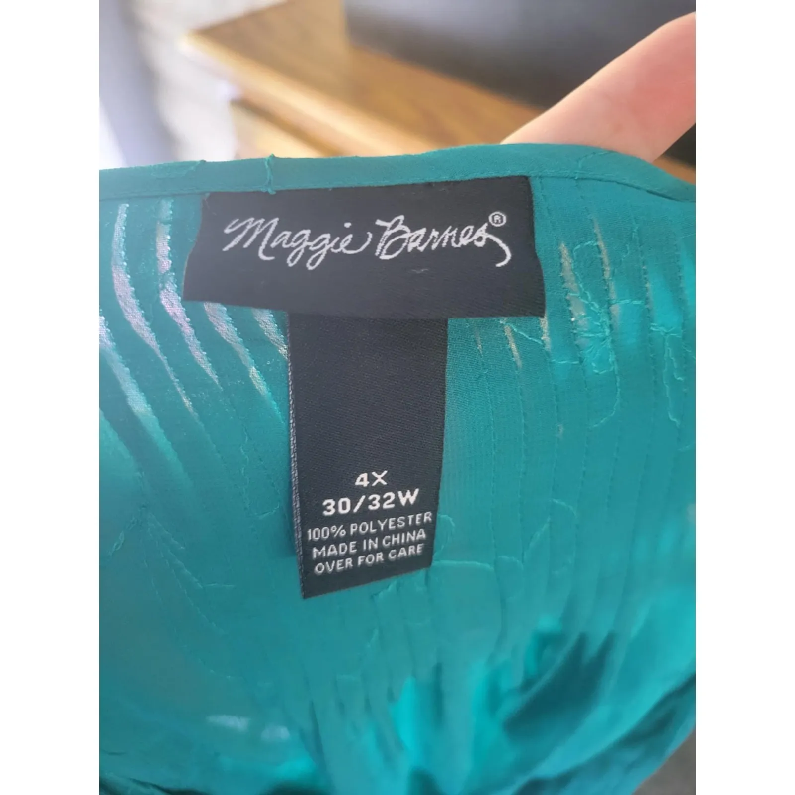 Maggie Barnes  4X Tunic Top Teal Embroidered‎ V Neck Plus Size Blouse - Image 4