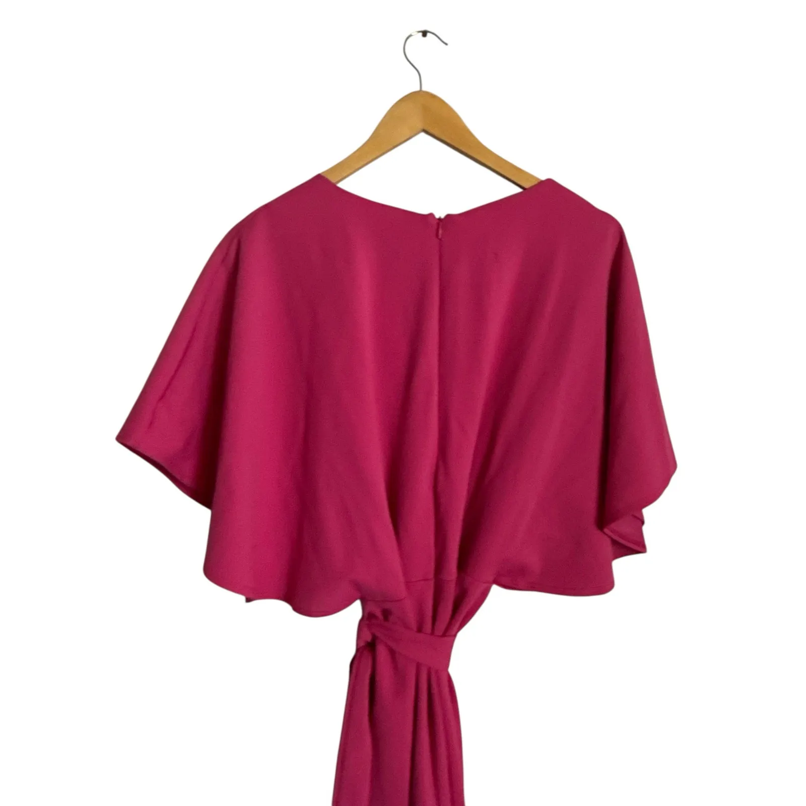 Marina Hot Pink Belted Tie Waist Kimono Short Sleeve V - Image 8