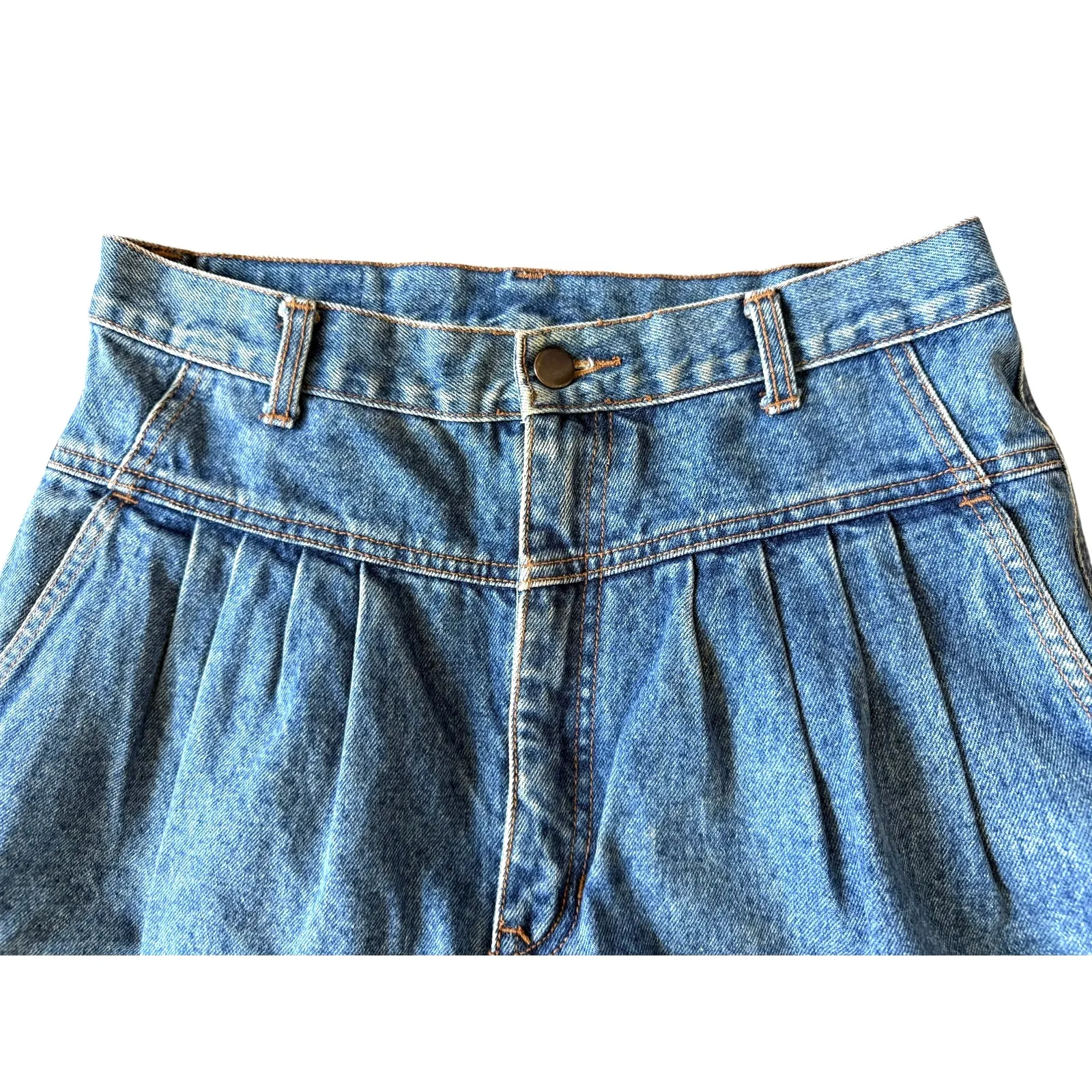 Gap Vintage  High Waisted Pleated Tapered Blue Jeans Size 29 - Image 2