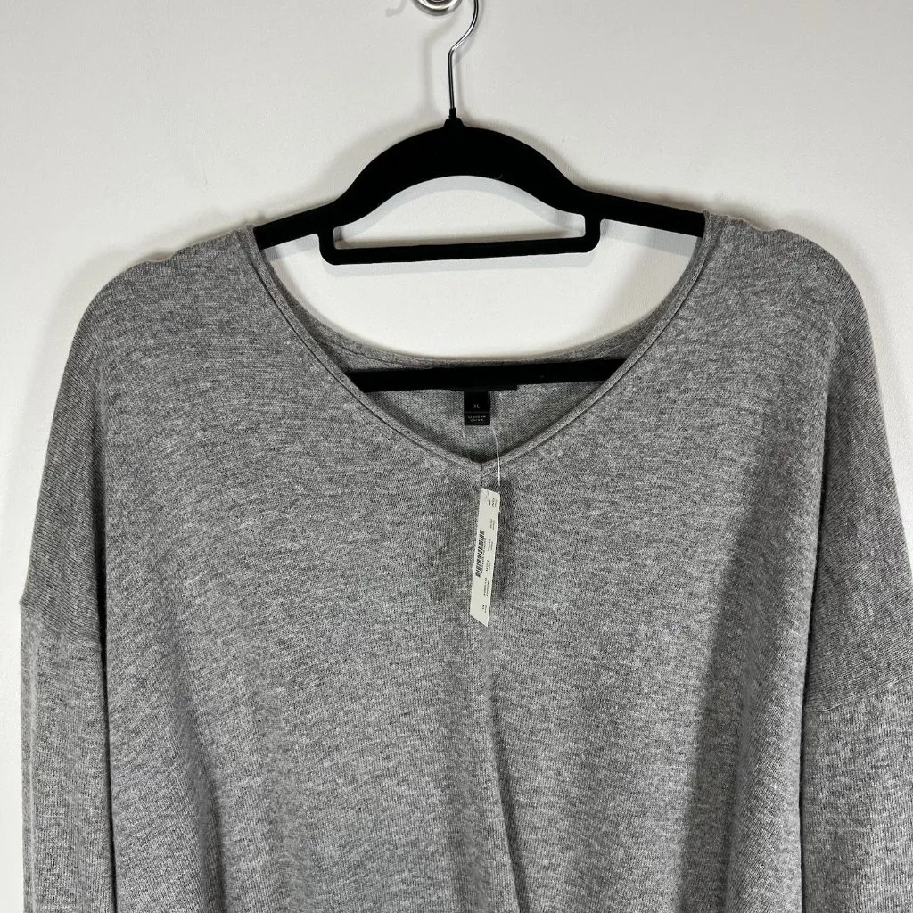 J Crew Sweater Women’s XL Grey Wool Blend V - Image 2