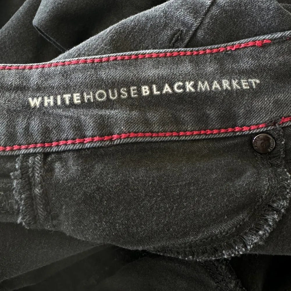 WHBM SZ 4S SHORT Jegging Jeans Stretch Zip-Fly Low-Rise Pockets Black Wash - Image 9