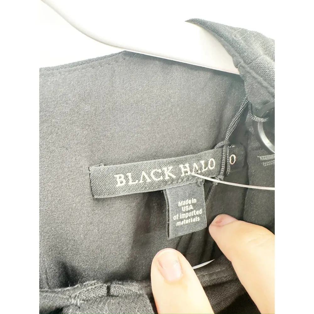 Black Halo Zita Black Bow Slim Leg Sleeveless Evening Jumpsuit Size 0 - Image 6