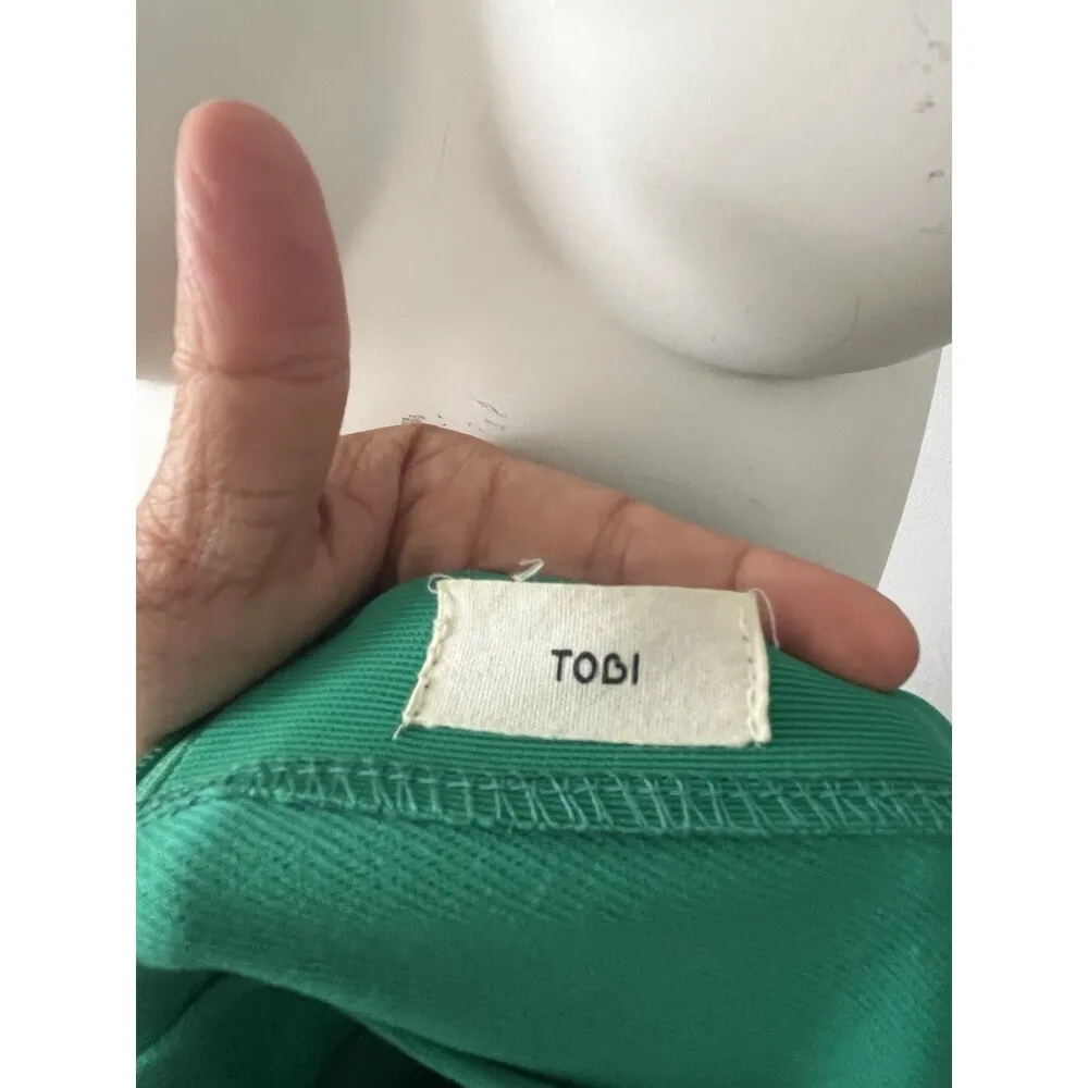 Y2K Tobi Green V Neck Bandage polyester stretch curve hugging Bodycon Dress M - Image 3