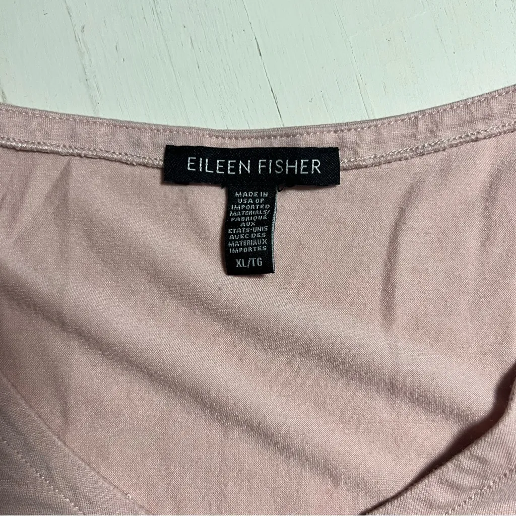 EILEEN FISHER Womens Pink Size Large Long Organic Cotton Short Sleeve Top‎ - Image 2