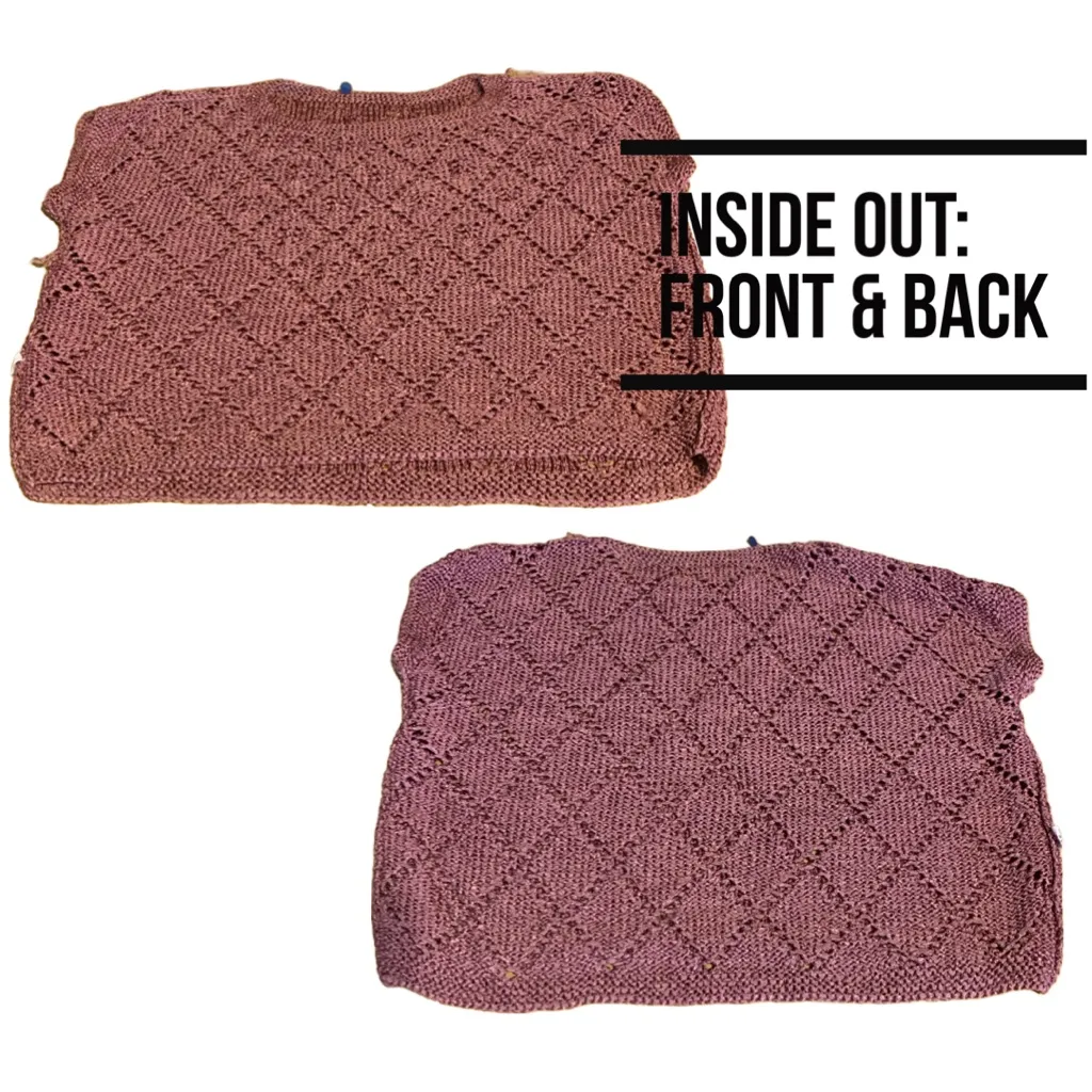 VINTAGE 1980'S PURPLE NYLON CAP SLEEVE LOOSE KNIT PULL OVER SWEATER (M) Size M - Image 9