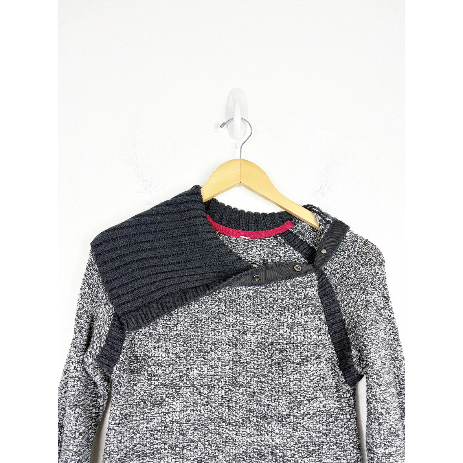 Lululemon Passage To Prana Sweater Merino Wool Pullover Snap Collar Gray Workout - Image 5