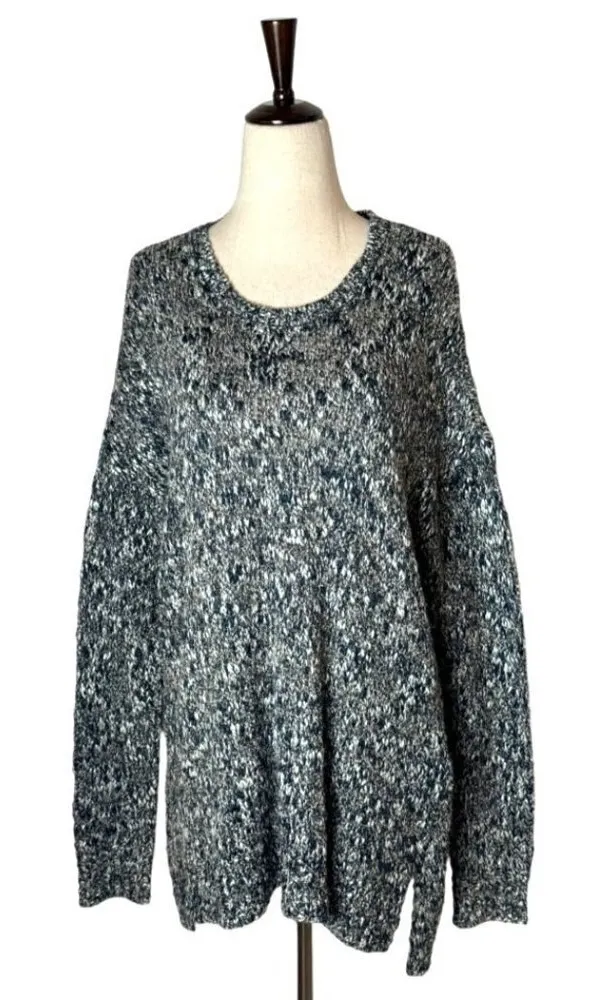 Tribal Black And White Knit Crew Neck Long Sleeve Hi Low Sweater Size M NWT Size M - Image 1