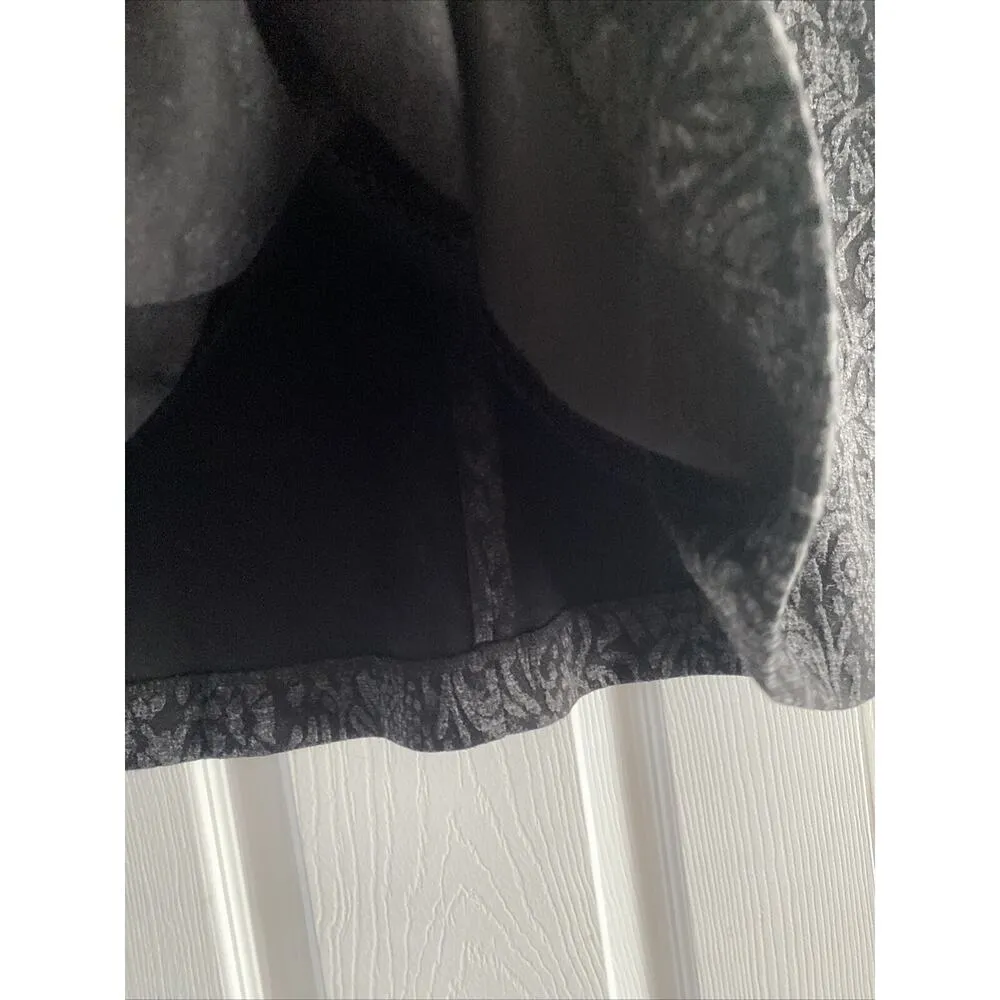 Loft Women's 10 Gray Fit‎ and Flare Gray Jaquard Skirt Corpcore Academia - Image 4